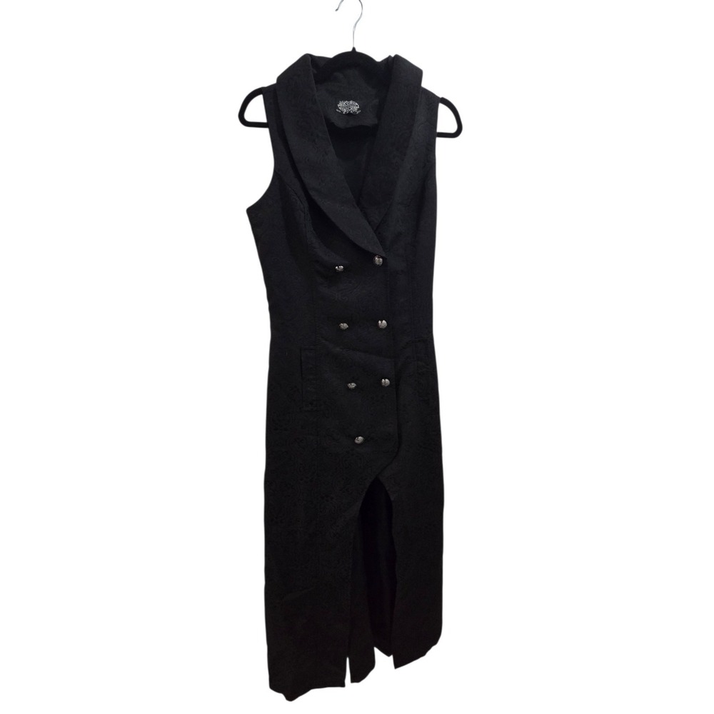 Hearts & Roses Black Brocade Gothic Steampunk Vest Gown Dress‎ USA 12 UK 16